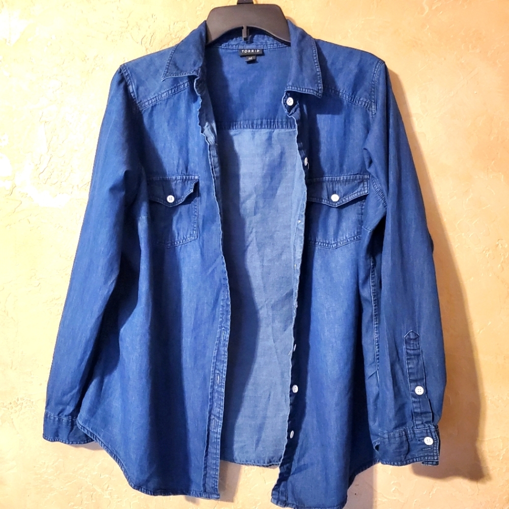 Torrid blue jean button down